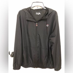 Fila Black Lightweight Jacket with Hood - Size Large